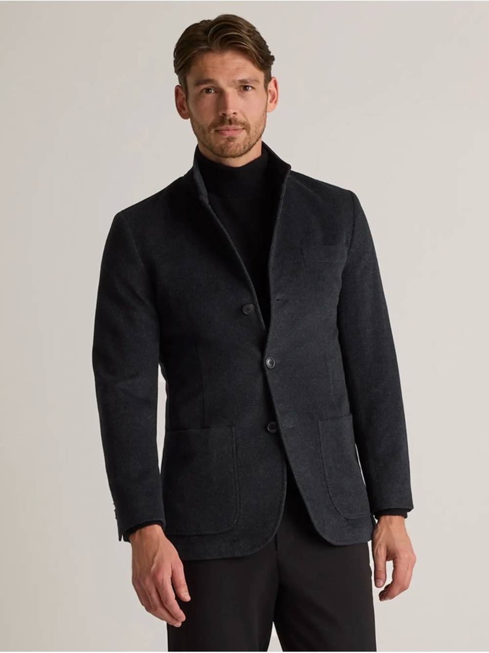 Quince Mongolian Cashmere Stand Collar Blazer in Heather Graphite Size XXL